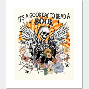 "It's A Good Day To Read A Book" Skeleton Reading Posters and Art